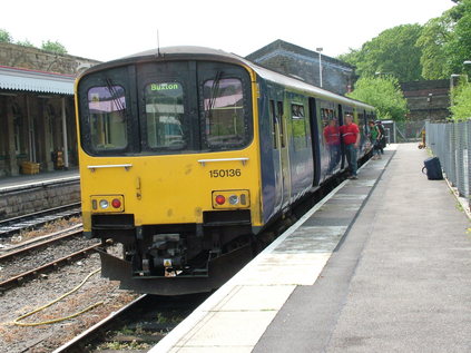 150136 waits for departure at Buxton