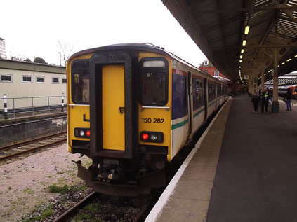 150262 in unbranded ScotRail livery at Exeter St. Davids