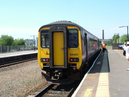 156420 at Stalybridge after an unusual 'ghost train' arrival at platform 1