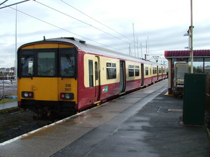 318257 awaits departure from Ardrossan Harbour