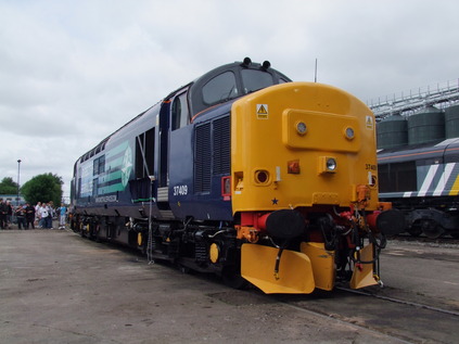 37409 awaits its naming ceremony at Gresty Bridge Depot