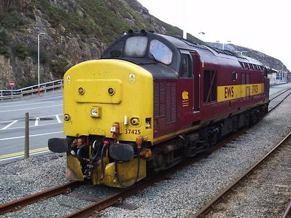 37425 runs around at Fishguard Harbour