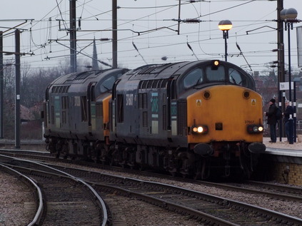 37607 and 37038 prepare to haul the train back to Crewe