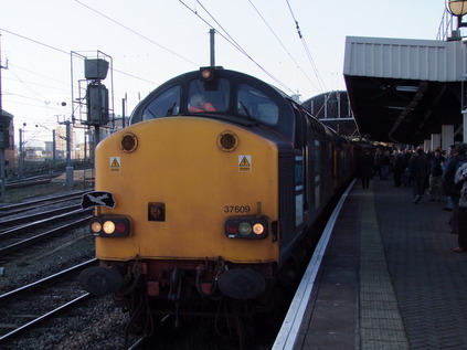 37609 leads 37259 on arrival at Newcastle