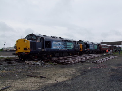37608 and 37610 await a change of ends at remote Georgemas Junction