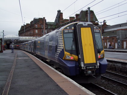 380002 about to lead 380104 back to Glasgow Central