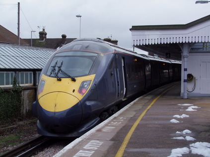 ...and the very new. 395011 looks incongruous against the traditional station buildings