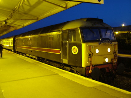 47703 'Hermes' prepares to haul The Cambrian Borderer to Birmingham