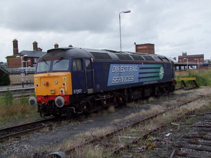 Stricken 57007 languishes in sidings at Blackburn