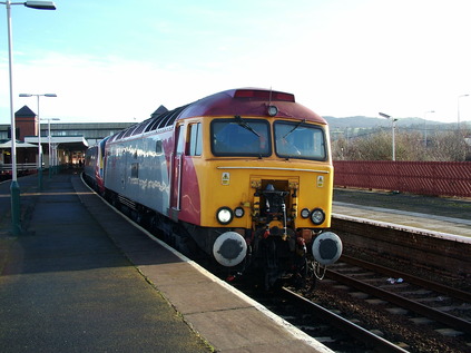 57310 hauling 390003 away from Llandudno Junction