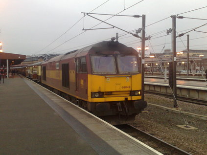 In fading light, 60048 takes over the train at York