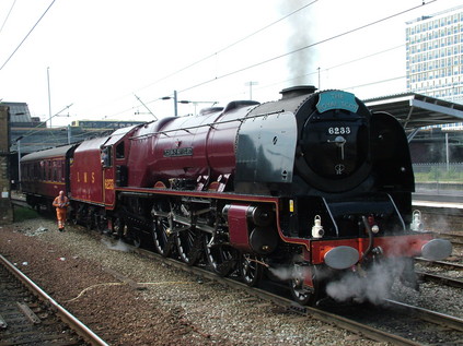 6233 'Duchess of Sutherland' awaits her train at Crewe