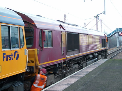 66170 is swiftly uncoupled at Birmingham International