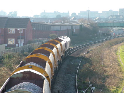 66189 on 6W25 waits to enter the possession at Weston station