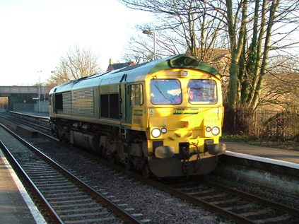 66551 passes a bright and cold Highbridge