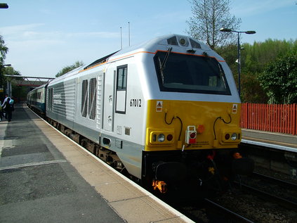 67012 leaves Telford Central in Wrexham & Shropshire's own livery