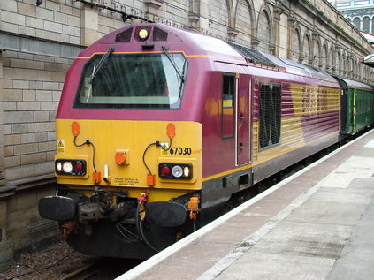 67030 prepares to haul the return 'Edinburgh Flyer'