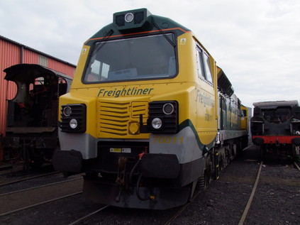 70011 among the relics at Crewe Heritage Centre