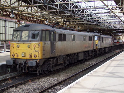 86622 and 90047 await departure from Crewe