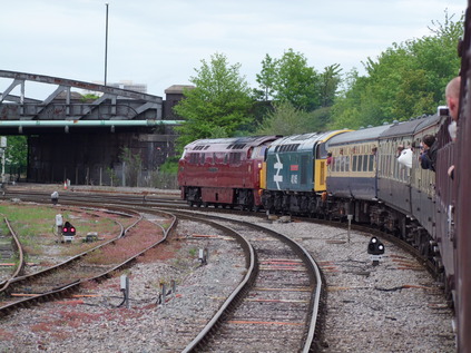 D1015 and 40145 pass under Bath Road Bridge, Bristol