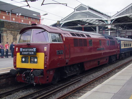 D1015 waits time at Preston on the outward leg of The Western Chieftain
