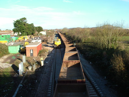 Spoil wagons waiting on the replaced Highbridge East crossover