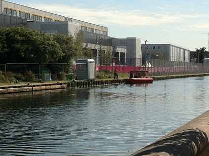 Security staff on the towpath stirred into life by my presence