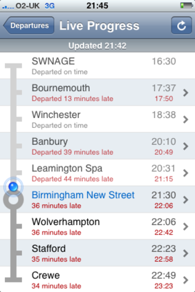 Shortly before Birmingham, it seems we'd become a service train!