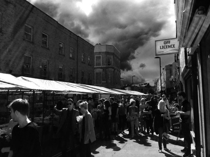 Broadway Market under threatening skies...