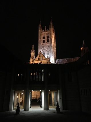 Canterbury Cathedral at night, from the Lodge