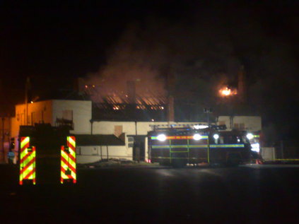 A view of the fire at the Highbridge Hotel from Tyler Way