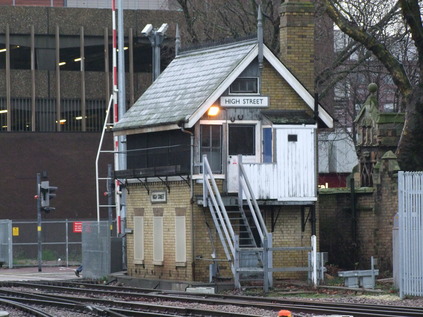 High Street signal box, disused since the recent resignalling