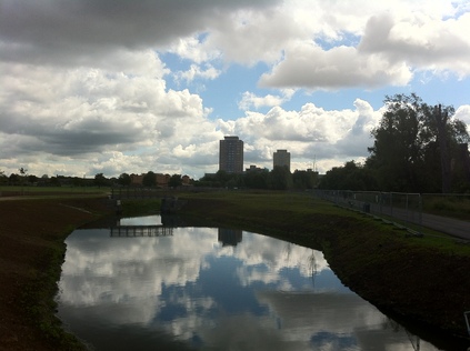 Broadwater Farm blocks reflected in the Moselle