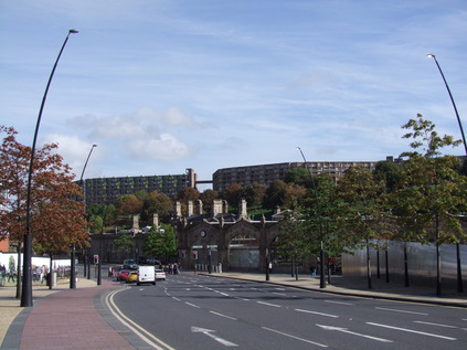 Sheffield's Park Hill Estate above the rooftops