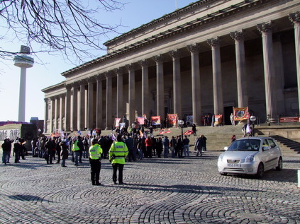 Local trade unions rally at St. George's Hall